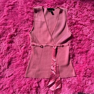 knit pink bow tank